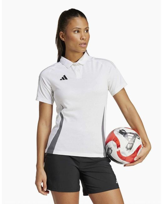 Adidas White Tiro24 Collared Neck Short Sleeve Polo Shirt