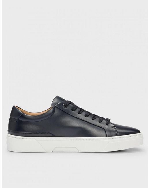Boss Blue Boss Gary Tenn Leather Low-Top Trainers With Branded Lace Loop Nos for men