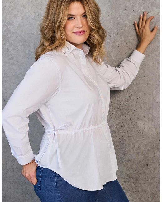 Live Unlimited London White Tie Waist Cotton Shirt