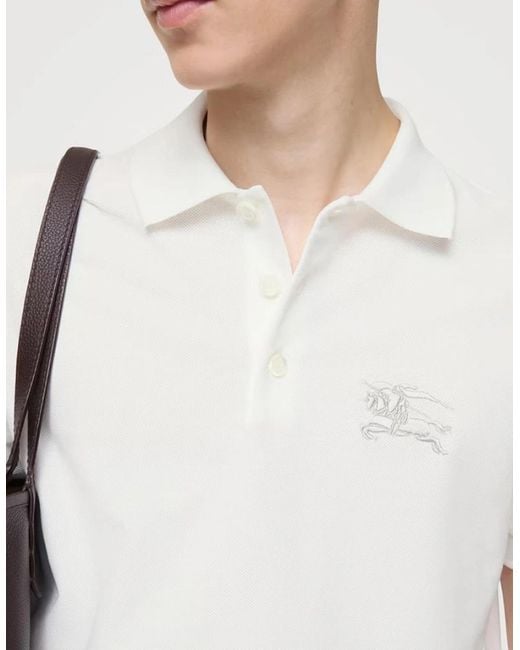 Burberry White Knight Cotton Polo-Shirt for men