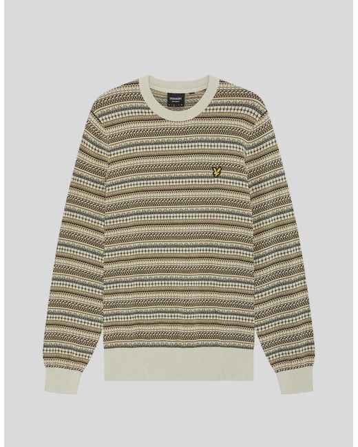 Lyle & Scott Natural Fair Isle Crew Neck Jumper for men