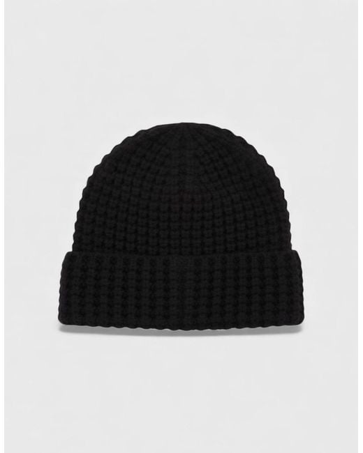 COACH Black Waffle Knit Beanie Hat