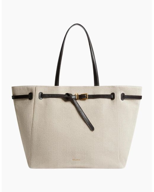 Ted Baker White Tafanie Belted Herringbone Canvas Large Ivory Tote Bag