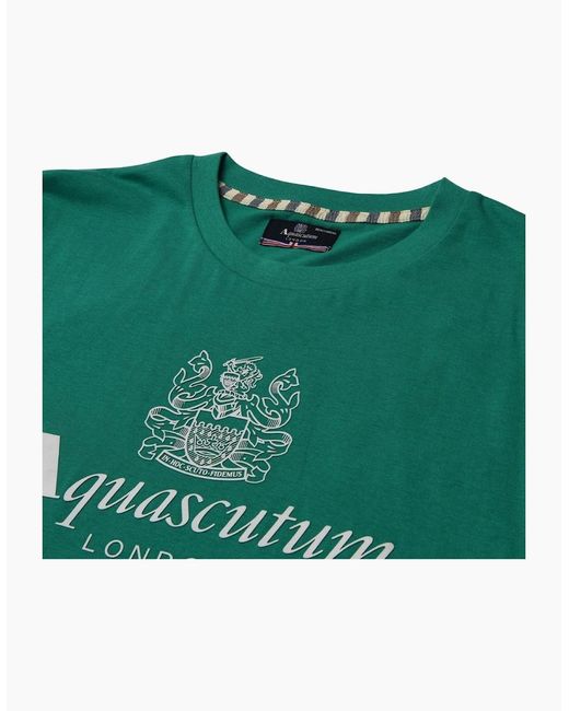 Aquascutum Green Active Beach Basic Big Logo T-Shirt for men