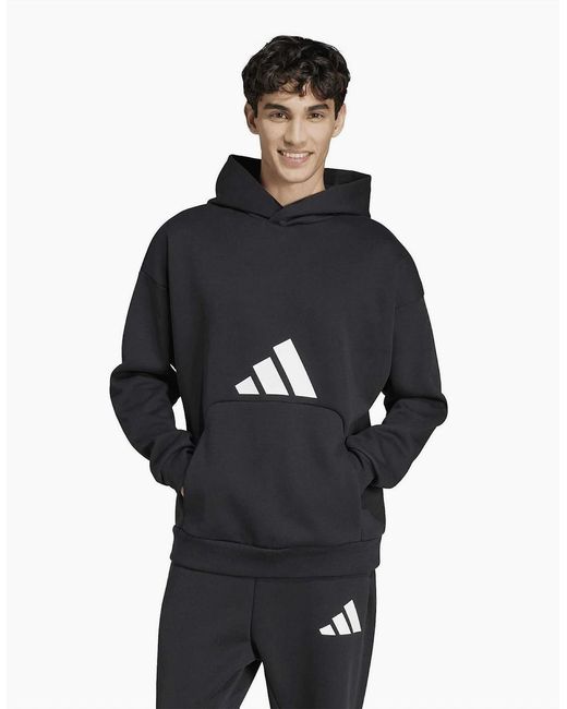 Adidas Blue M Fi 3Bar Hoody for men