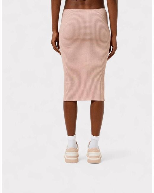 Amiri Pink Ribbed Staggered Midi Skirt