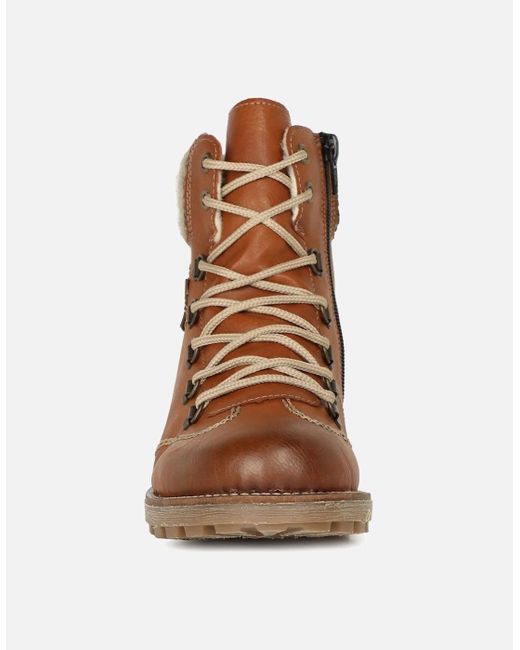 Rieker Brown Wool Ladies Lace Up Ankle Boots