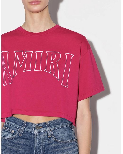 Amiri Pink Sun Cropped Tee Fuchsia