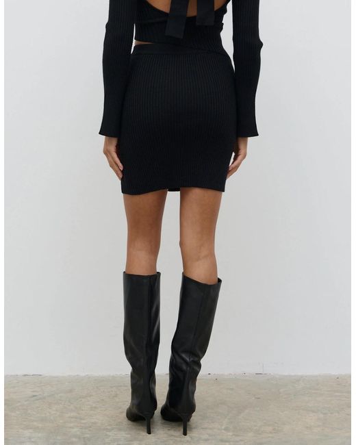 Pretty Lavish Black Lakelyn Wrap Mini Knit Skirt