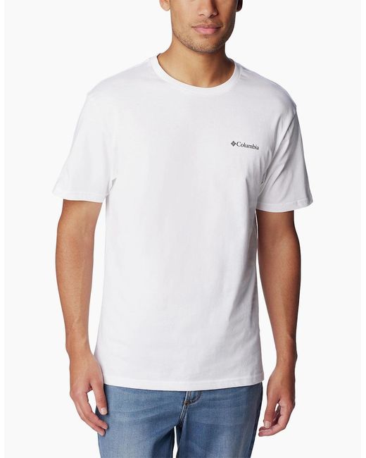 Columbia White Basic Small Chest Logo T-Shirt for men