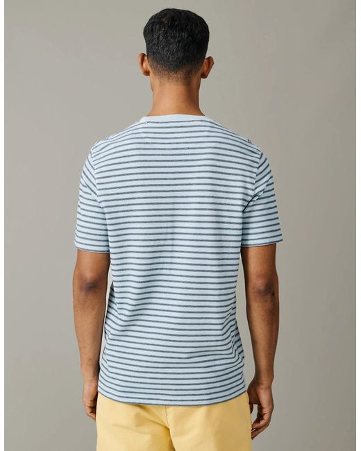 aubi Blue Humby Pique Striped T-Shirt for men