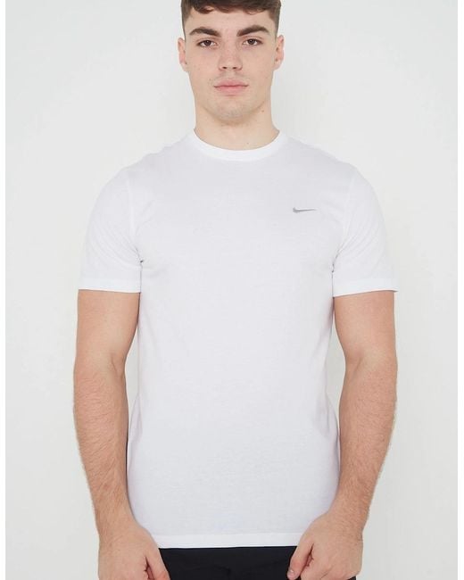Nike White Embroidered Logo Swoosh T Shirt for men