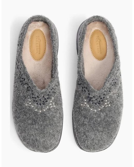 Hotter Gray Cuddle Slippers