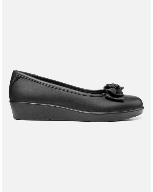 Hotter Black Jade Low Wedge Pumps