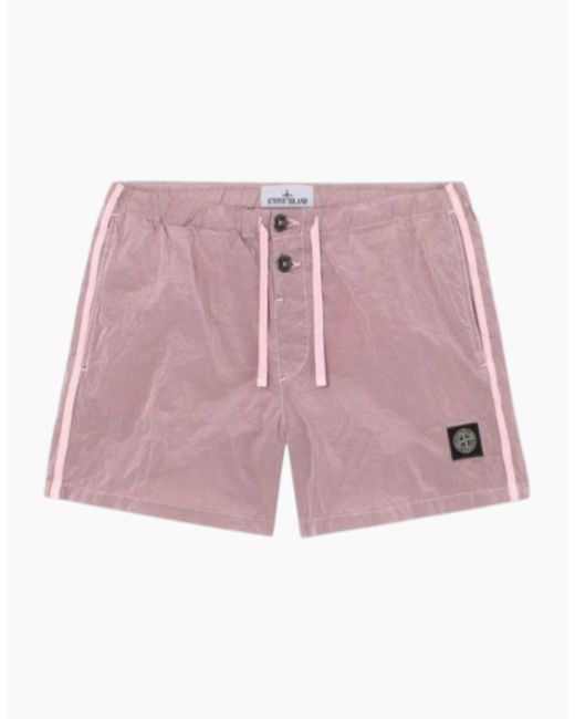 Stone Island Pink Nylon Metal Oleander Shorts for men