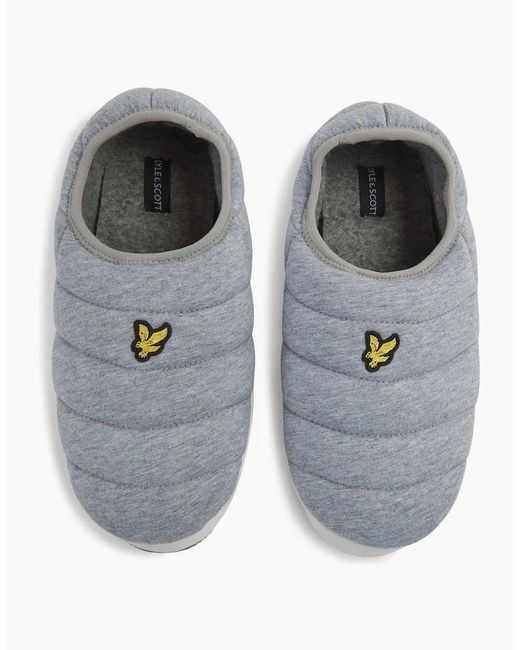 Lyle & Scott Gray Padded Textured Moccasin Slippers for men