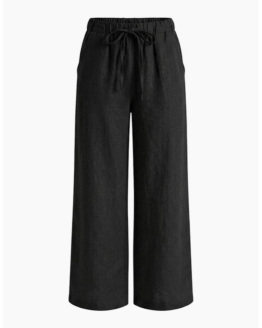 James Lakeland Black Linen Blend Drawstring Trousers