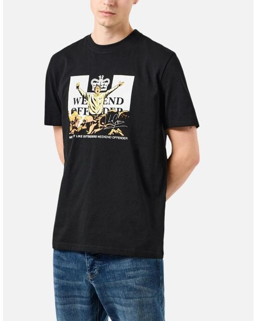 Weekend Offender Black T Shirt Leo Gregory Graphic Print Crew Neck Casual Cotton for men