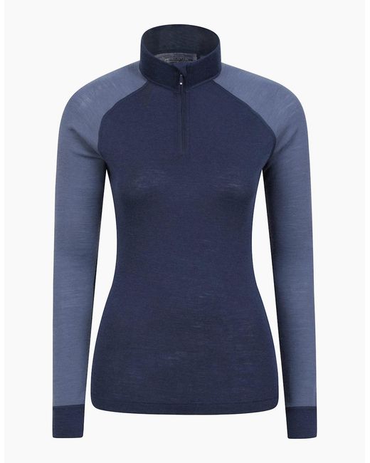 Mountain Warehouse Gray Ladies Merino Wool Zip Neck Thermal Top