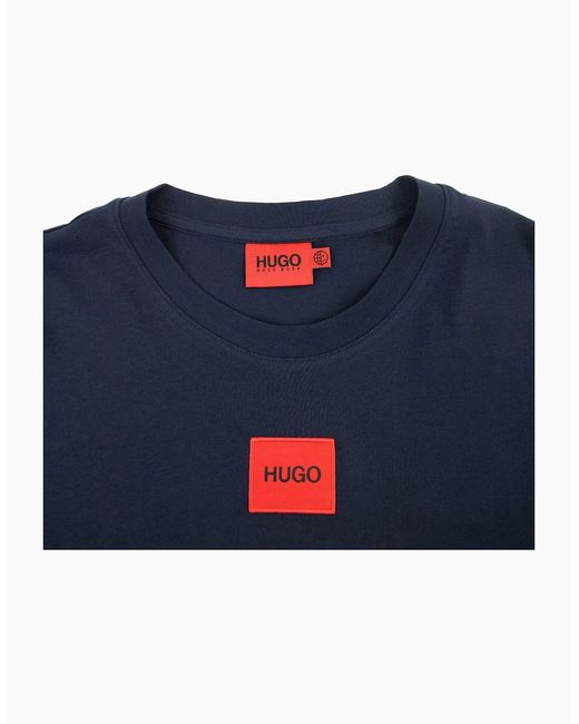 Boss Blue Hugo Diragolino212 Logo T Shirt Dark 405 for men