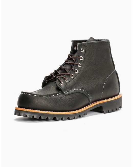 Red Wing Black 2949 Roughneck 6" Moc Toe Work Leather Boots for men