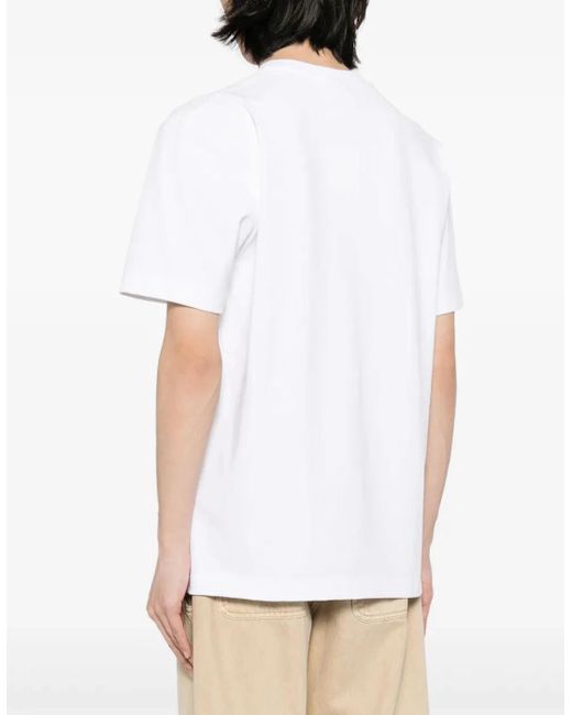 Jacquemus White T-Shirt With Gros Grain Logo for men