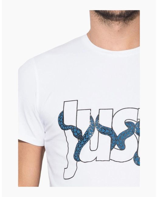 Just Cavalli White S01Gc0283 T-Shirt Python Print Short Sleeve Summer Tee for men