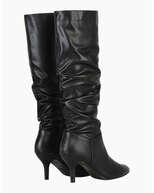 XY London Black Ladies Sian Ruched Mid Stiletto Knee-High Boots