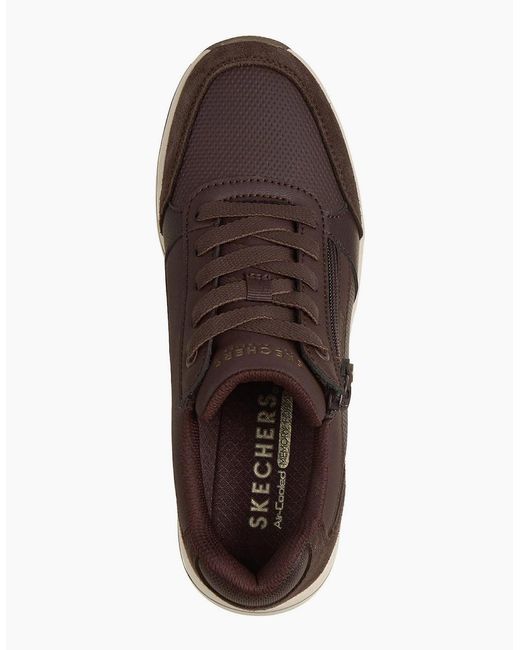 Skechers Brown Billion Flex Luxe Up Leather Chocolate Duraleather/Mesh Trainers