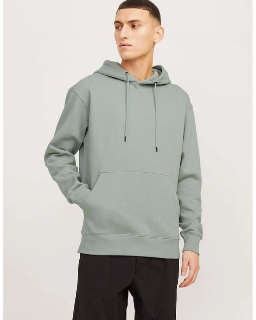 Jack & Jones Green Regular Fit Hooded Neck Kangaroo Pocket Sweatshirt for men