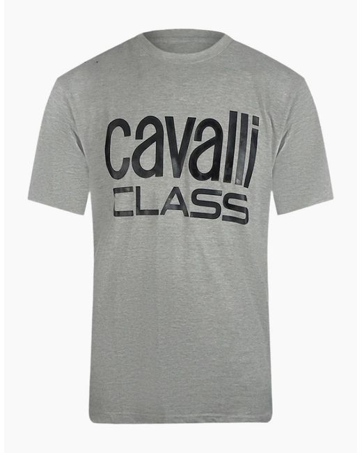 Roberto Cavalli Gray Cavalli Class Bold Brand T-Shirt for men