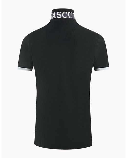 Aquascutum Black Branded Collar Polo Shirt for men