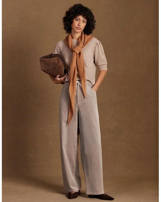 Ro&zo White Petite Cappuccino Cord Drawstring Waist Trousers