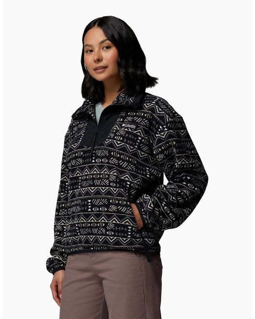 Columbia Black Sequoia Grove Printed Half Zip Polyester Fleece Pullover