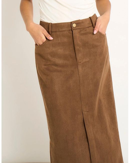 Gini London Natural Faux Suede Pencil Skirt