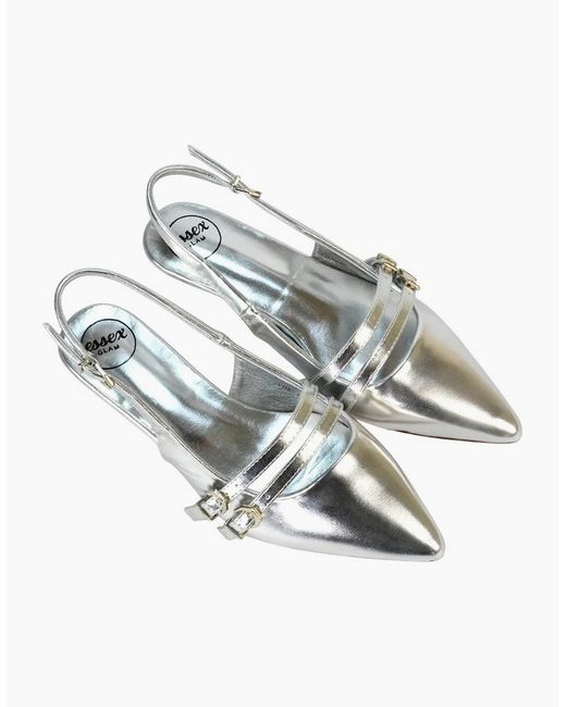 XY London Metallic Ladies Cassie Sling Back Low Kitten Heel Court Shoes