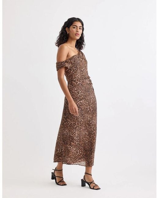 Nobody's Child Brown Skylar One Shoulder Midi Slip Dress
