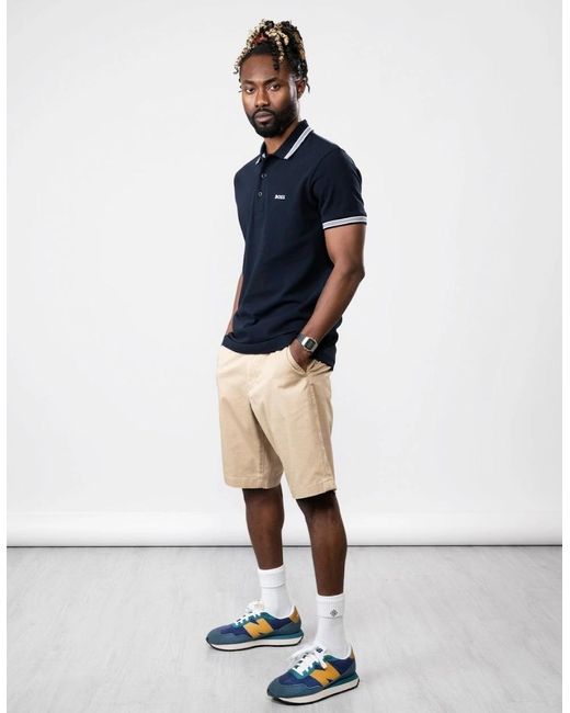 Boss Blue Boss Paddy Cotton-Piqué Polo Shirt With Contrast Logo for men