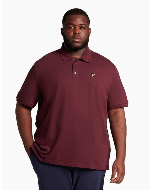 Lyle & Scott Red Lyle & Scott Big & Tall Cotton Short Sleeve Polo Shirt for men