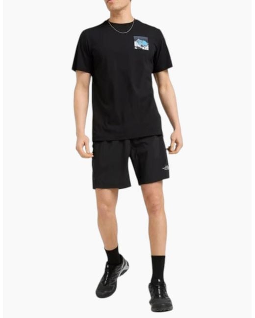 The North Face Black T Shirts Energy Mountain Graphic Casual Summer Pullover Tee for men