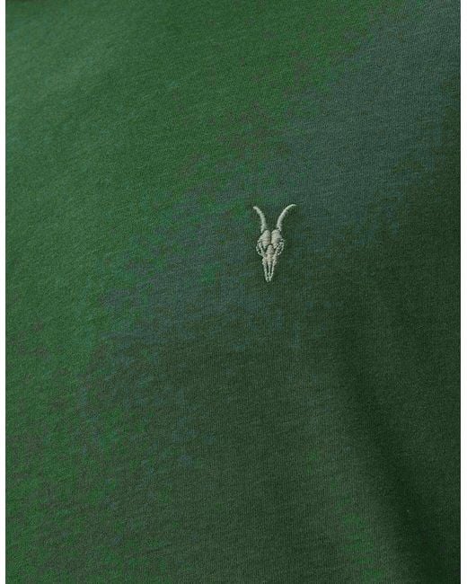 AllSaints Green T Shirts Lycra Stretch Cotton Crew Neck Short Sleeve Summer Tee for men