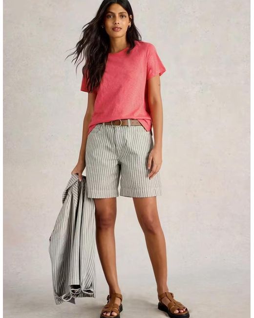 White Stuff Red Abbie Tee Mid Coral