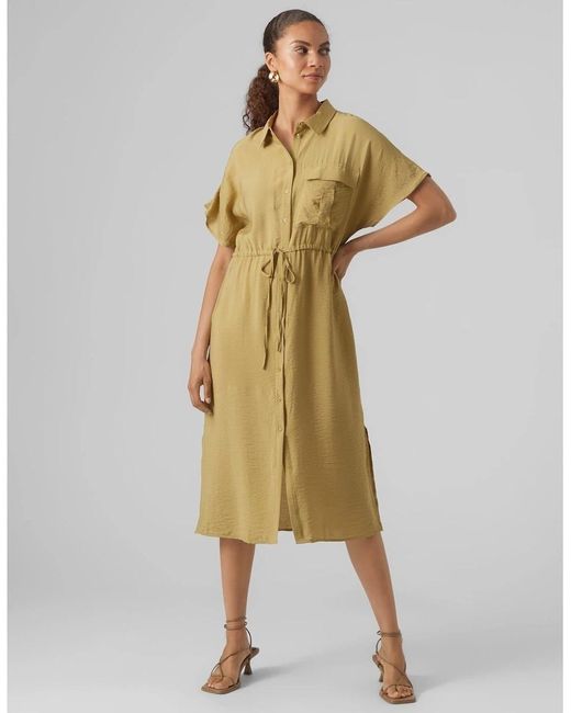 Vero Moda Metallic Iris Collared Neck Shirtdress