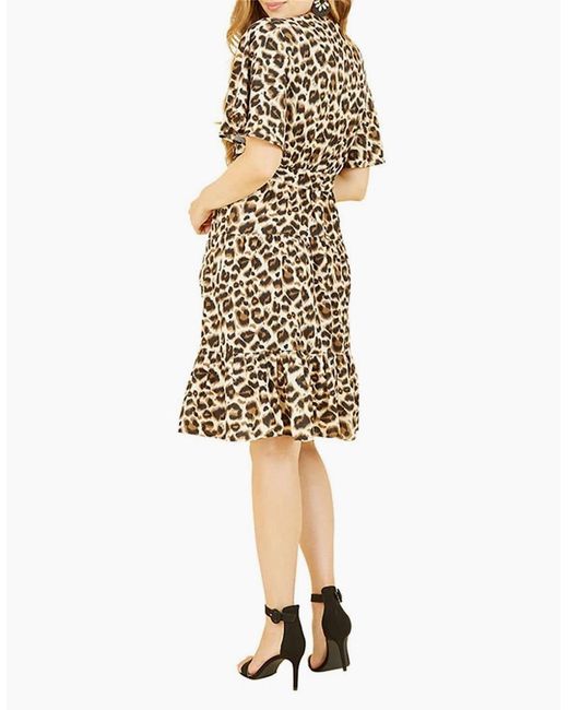 Mela London Brown V-Neck Knee Length Skater Dress