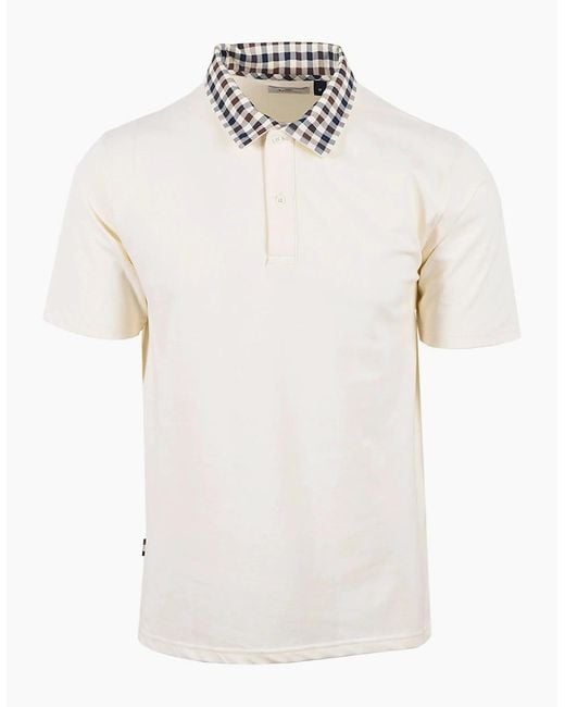 Aquascutum White Club Check Collar Polo Old for men