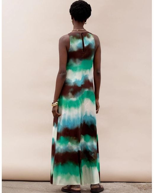 Ro&zo Green Watercolour Print Maxi Dress