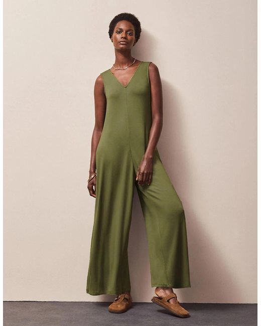 Ro&zo Green Jersey V Neck Jumpsuit