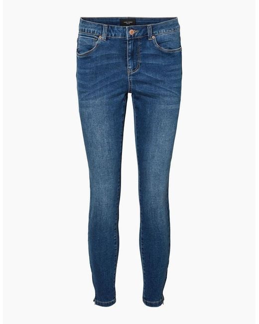 Vero Moda Blue Tilde Midrise Slim Ankle Zipped Skinny Jeans