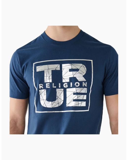 True Religion Blue 107812 T Shirts Short Sleeve Buddha Soft Summer Crew Neck Tee for men