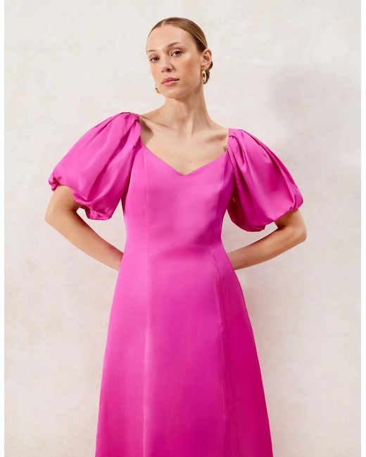 Ro&zo Pink Yasmin Puff Sleeve Dress